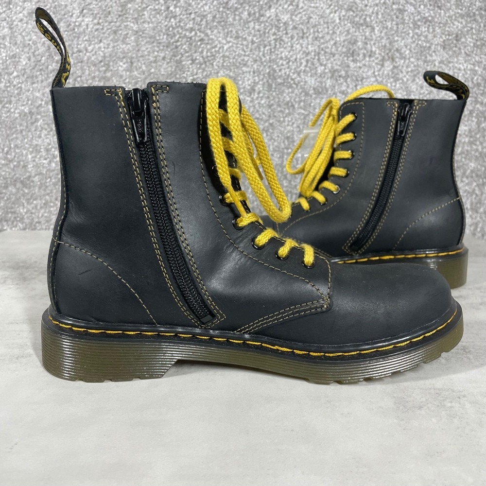 Dr Martens Boots Womens 5 Mens 4 1460 Pascal J Combat Leather Yellow Stitching - Picture 2 of 10